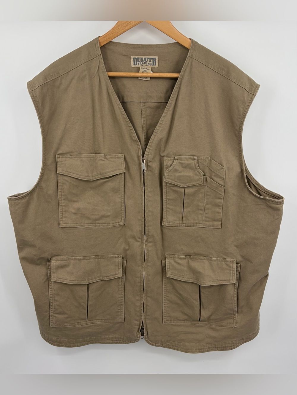 Duluth Trading Co utility fishing canvas zip up vest men’s 2XLT safari cargo